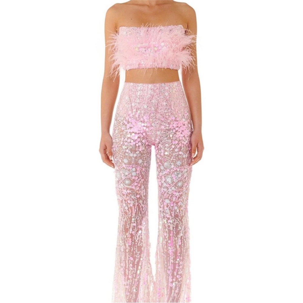 Eliyah The Label pink feather two piece (heather set) XS